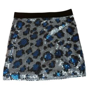 Sans Souci Silver Blue Sequin Mini Pencil Skirt
